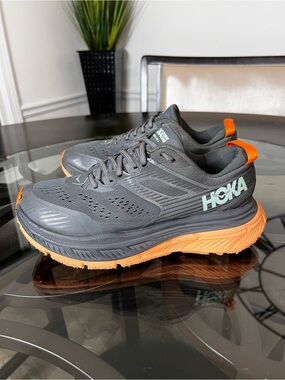 Hoka One One Stinson ATR 6
Women's Trail Running Shoes Gray Orange Sz 7
